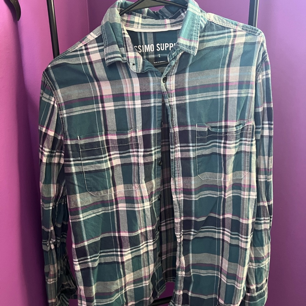 Target Mossimo Supply Co Blue/Green Plaid Button Up Shirt